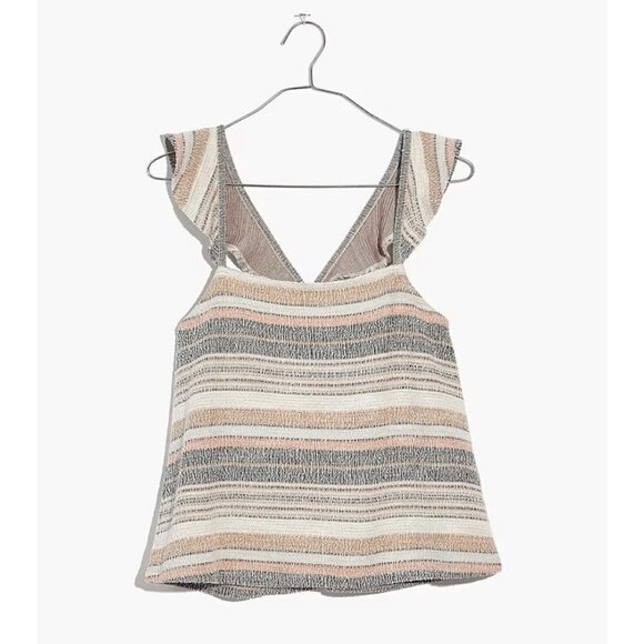 Madewell Ruffle Strap Sleeveless Tank Top Blouse Multicolor Stripe Size Medium - Picture 8 of 8